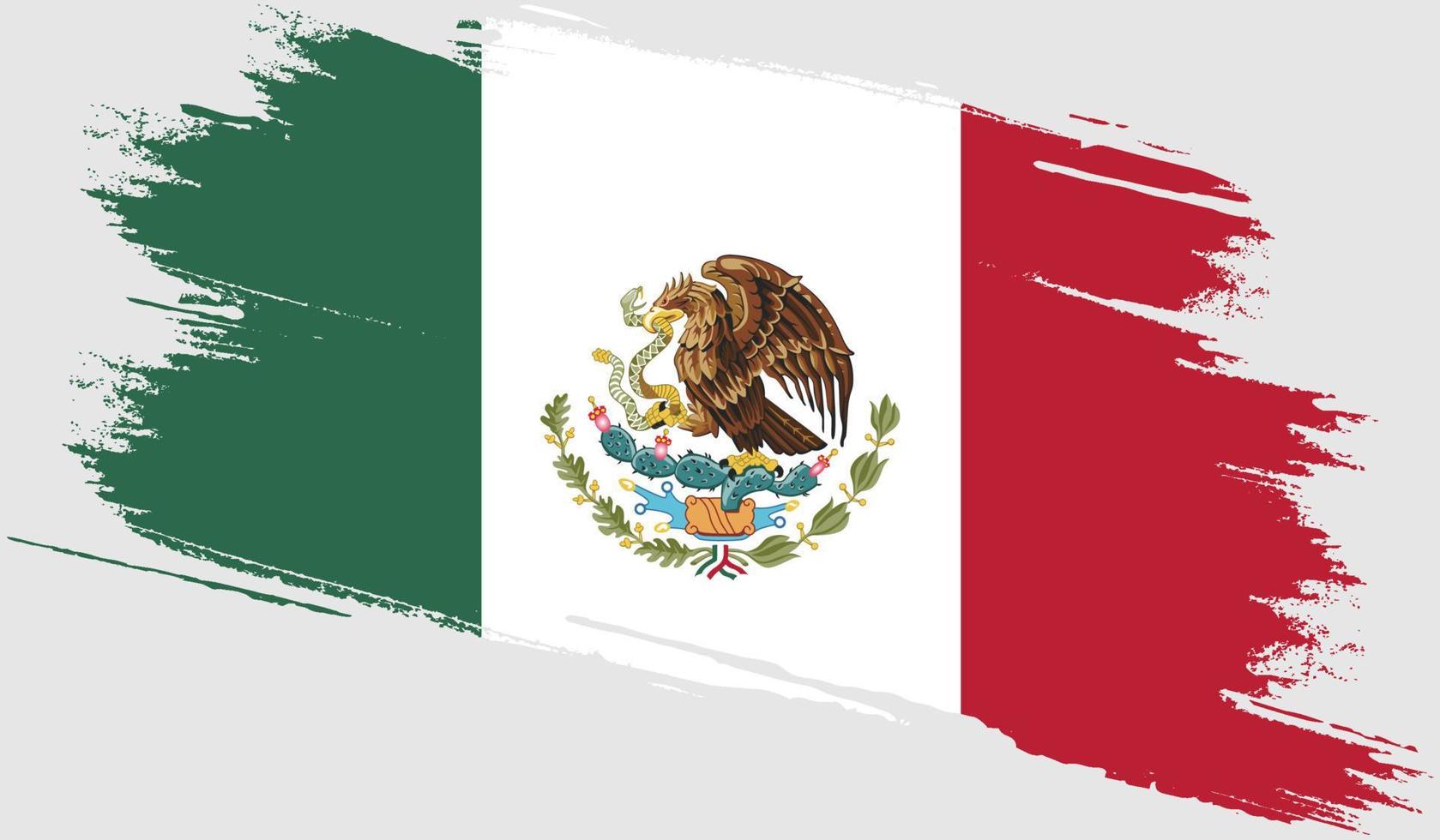 bandeira do méxico com textura grunge vetor