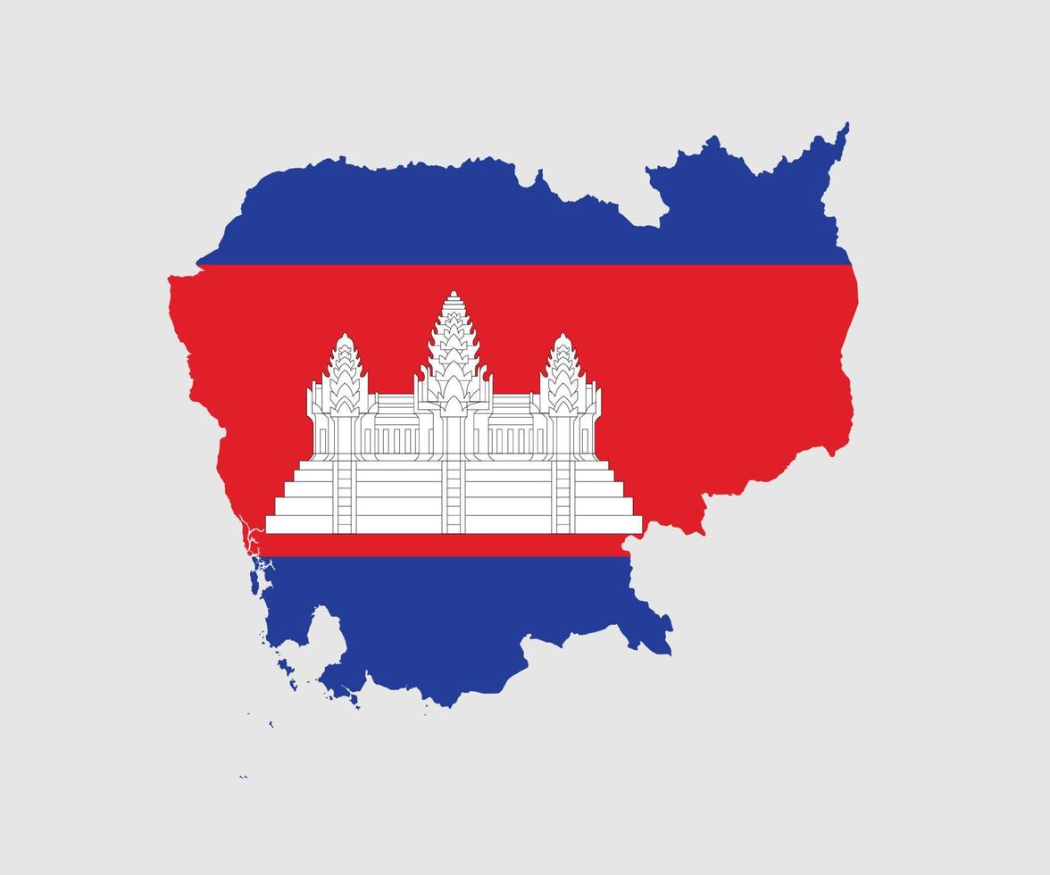 mapa e bandeira do camboja vetor