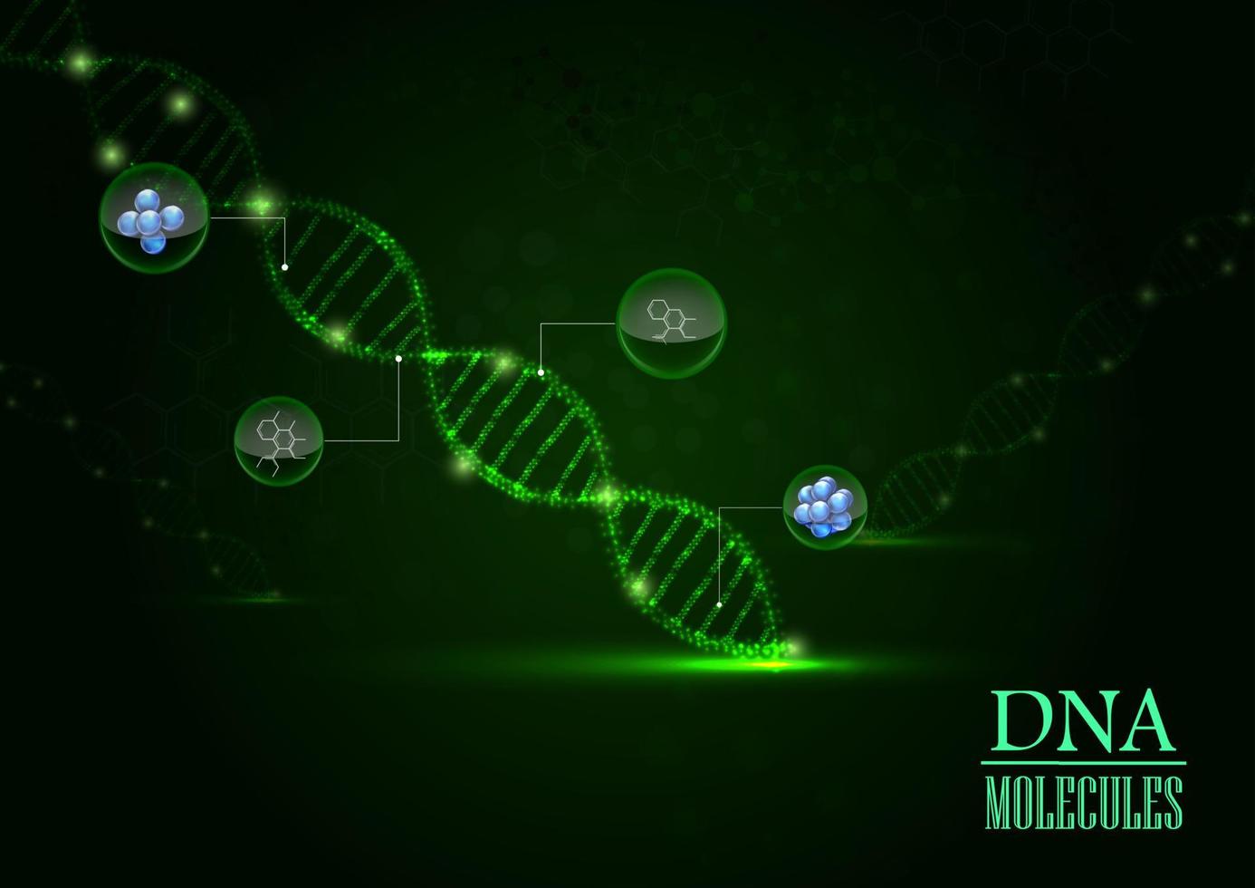 ilustração do conceito de relix de dna em fundo de luz verde vetor