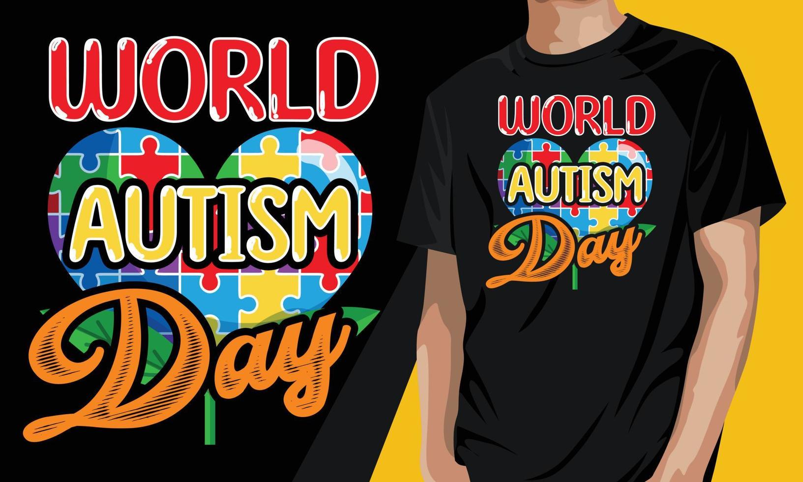 camiseta colorida quebra-cabeça do dia mundial da conscientização do autismo vetor