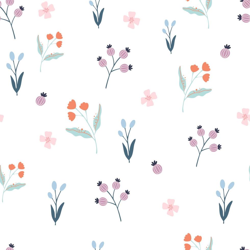 padrão sem emenda floral. textura de florescência criativa. fundo de flores silvestres. ótimo para tecido, têxtil, scrapbooking. ilustração vetorial de desenho animado vetor