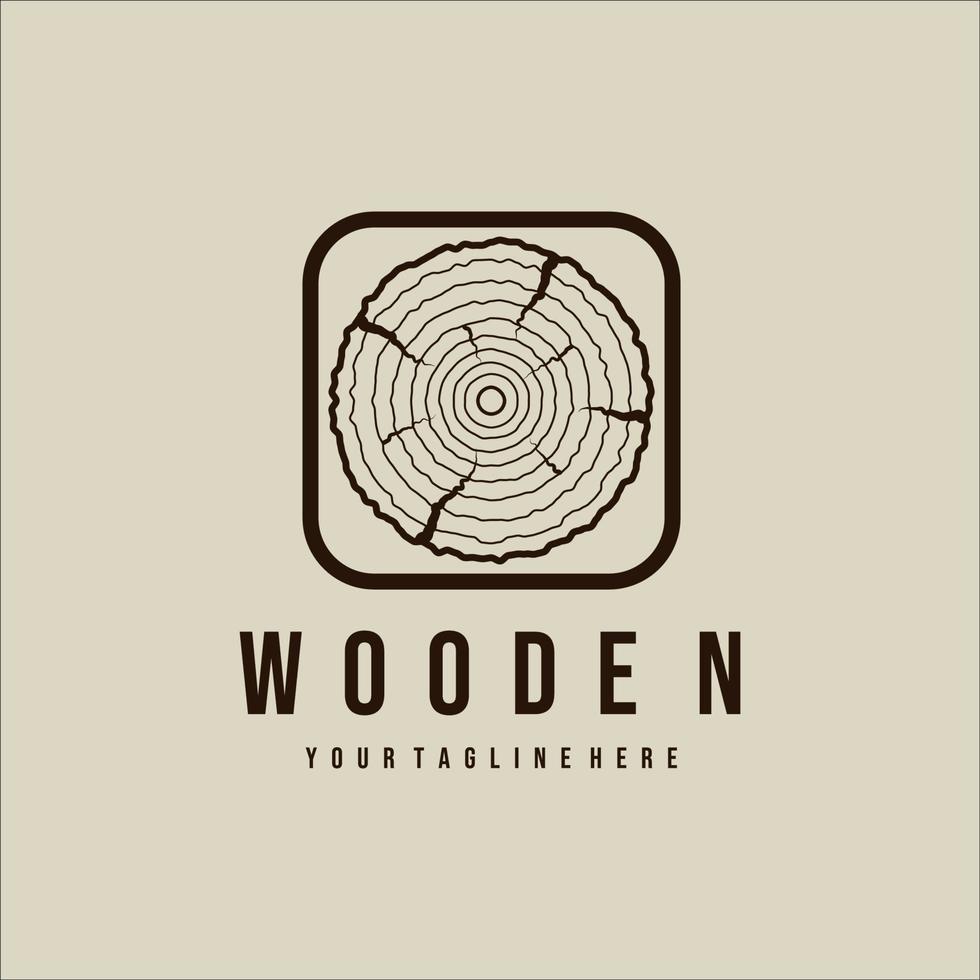 madeira ou madeira linha arte vintage logotipo ilustração vetorial modelo ícone design gráfico vetor
