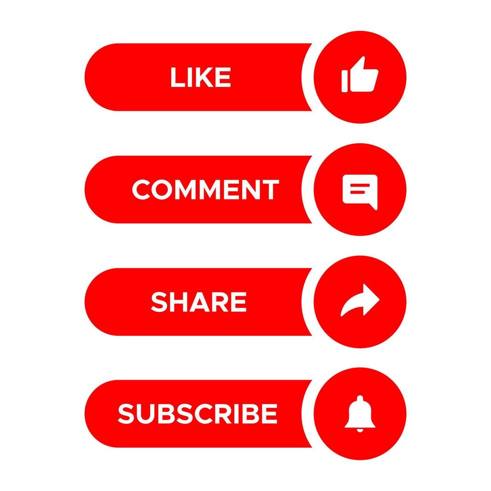 botão curtir, comentar, compartilhar e se inscrever. coleção de conjunto de ícones em forma de barra vetor