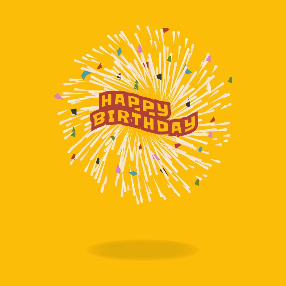 letras de feliz aniversário com ilustração vetorial de design sunburst vetor