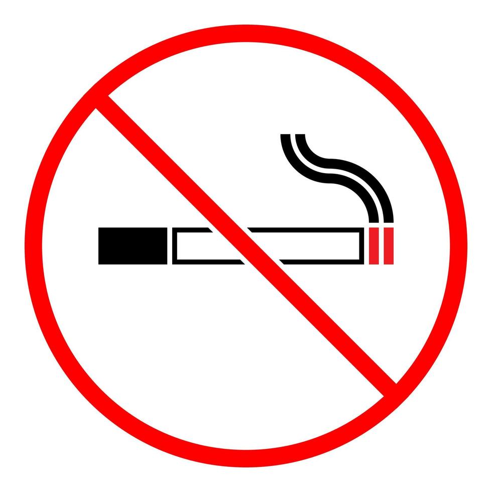 parar de fumar logotipo símbolo de sinal de não fumar, cigarro branco preto vetor