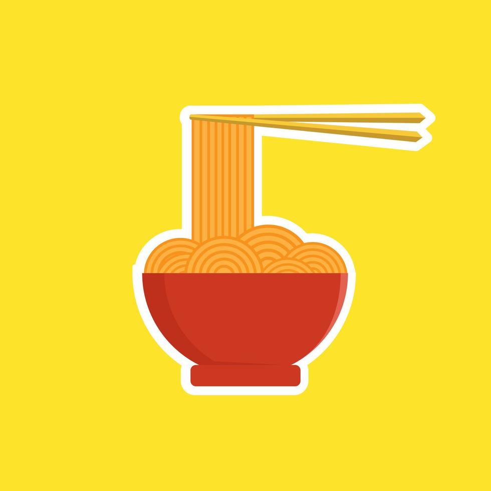 sopa de macarrão dos desenhos animados em comida asiática de tigela chinesa para menus de cafés e restaurantes conceito estilo de design plano. ilustração em vetor de ingredientes de sopa de ásia. design plano de ramen japonês