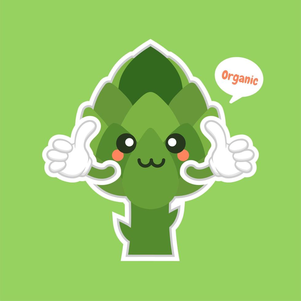 ilustração em vetor emoji de personagem de comida vegetal de desenho animado de alcachofra bonito e kawaii. alimentos saudáveis, nutrientes, dieta. vitaminas e minerais. benefícios para a saúde do vegetal. personagem engraçado.