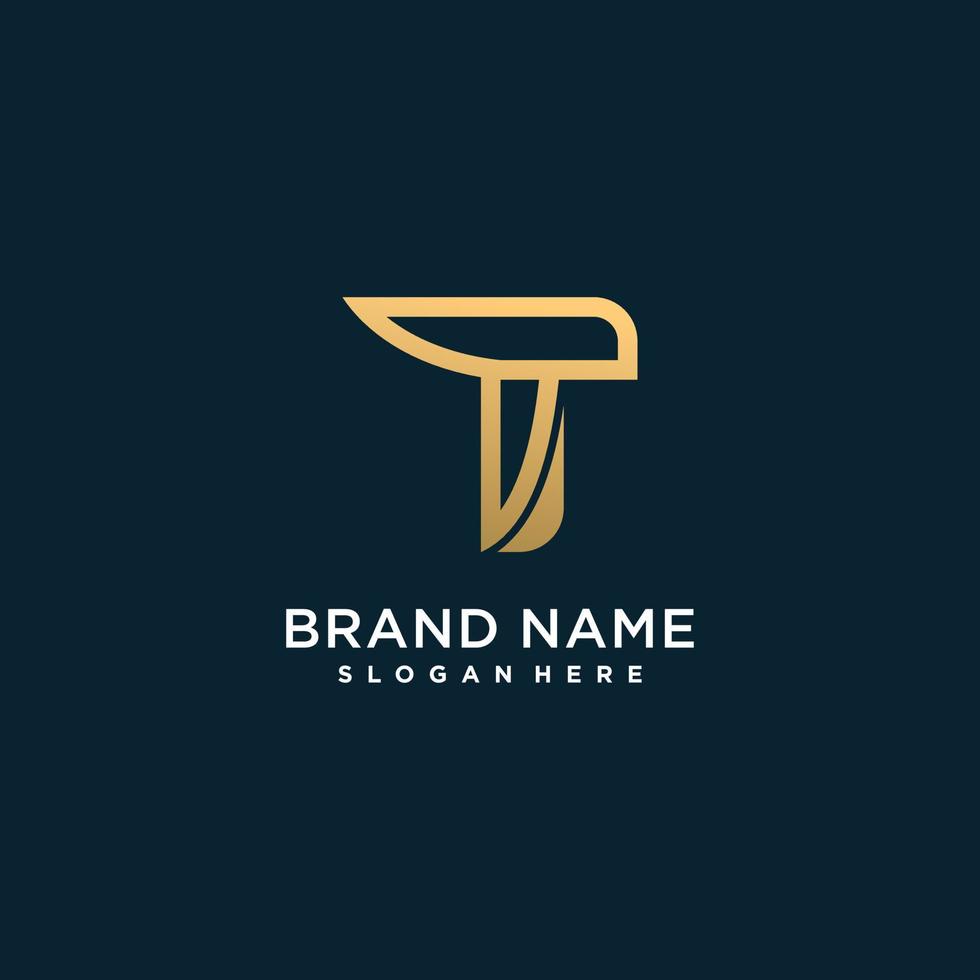 logotipo da letra t com conceito criativo dourado para empresa ou pessoa premium vector parte 1
