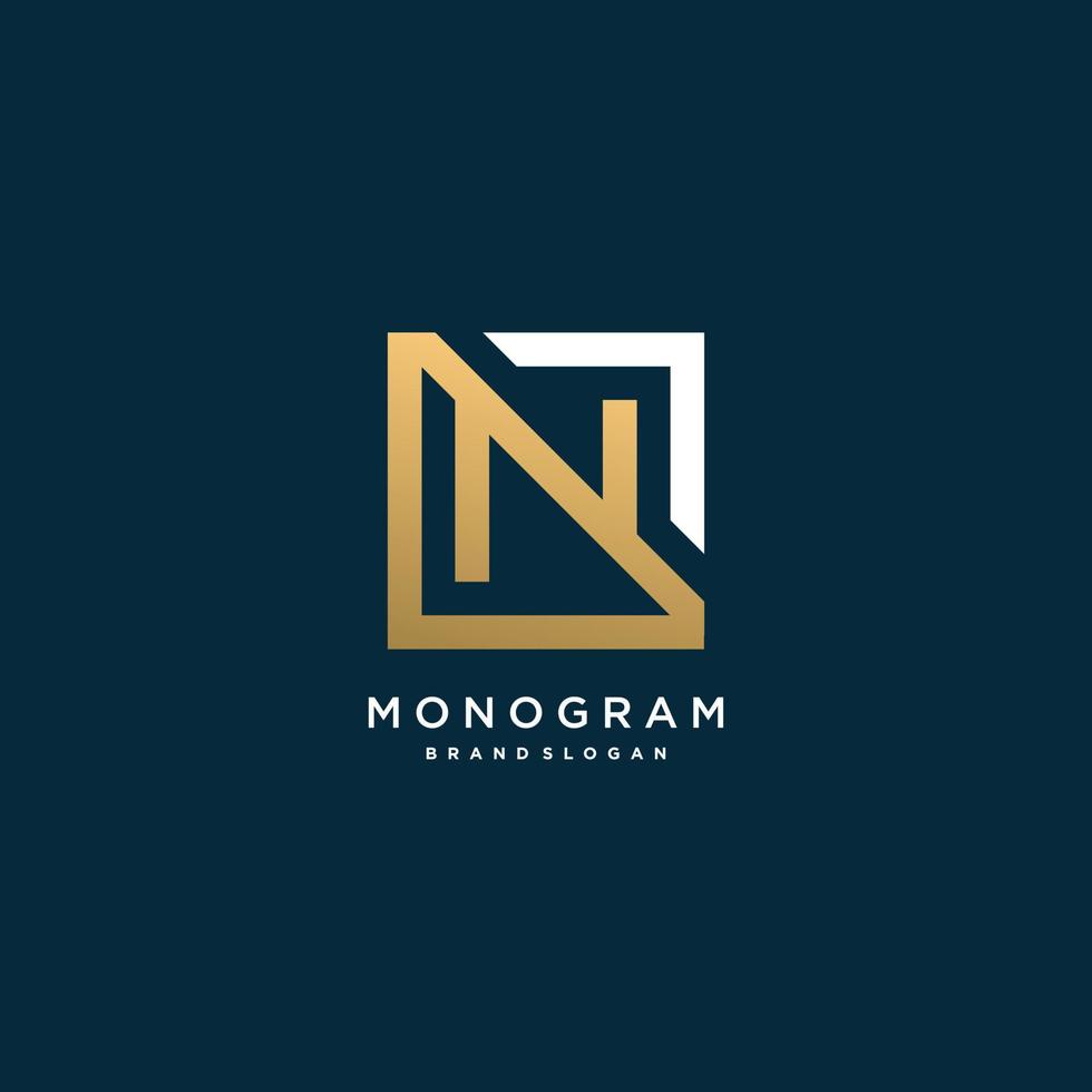 logotipo da carta do monograma com n inicial com o conceito criativo de vetor premium parte 3