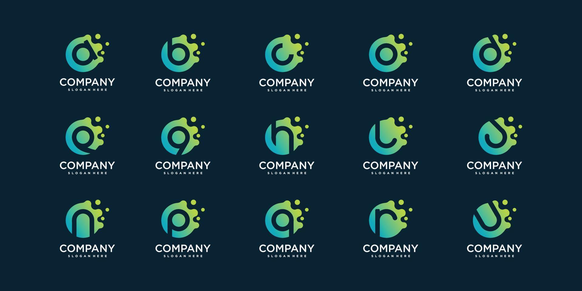 conjunto de logotipo de letra de molécula com conceito abstrato moderno para vetor premium de empresa ou pessoa