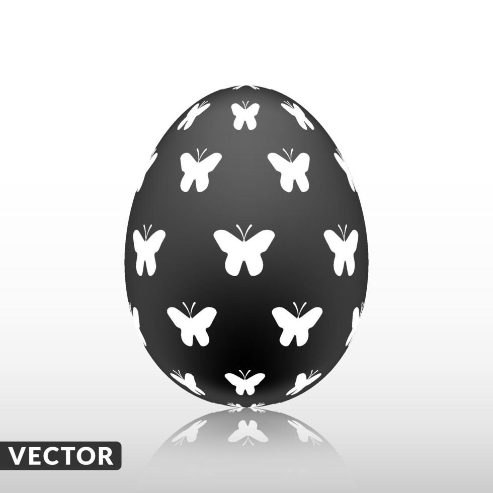 ovo de páscoa preto com padrão exótico, vetor, ilustração. vetor