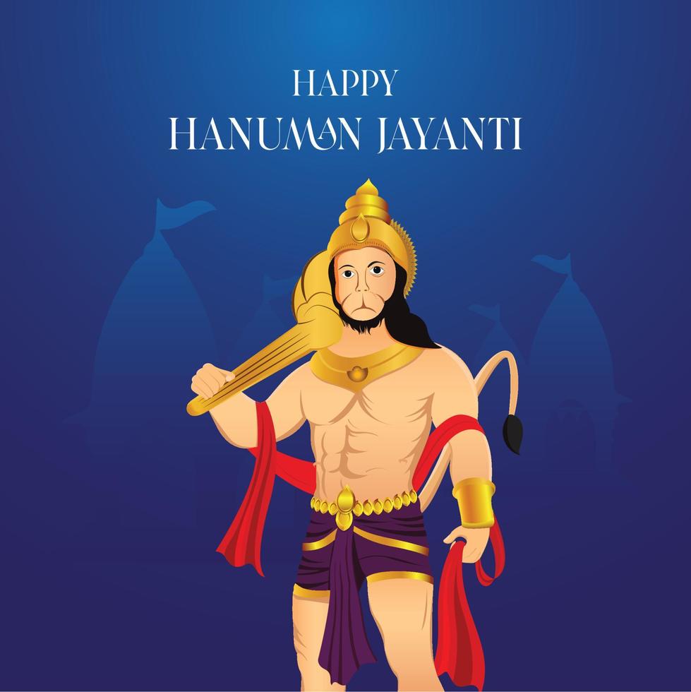 jay shri ram, feliz hanuman jayanti, celebra o nascimento do senhor sri hanuman vetor