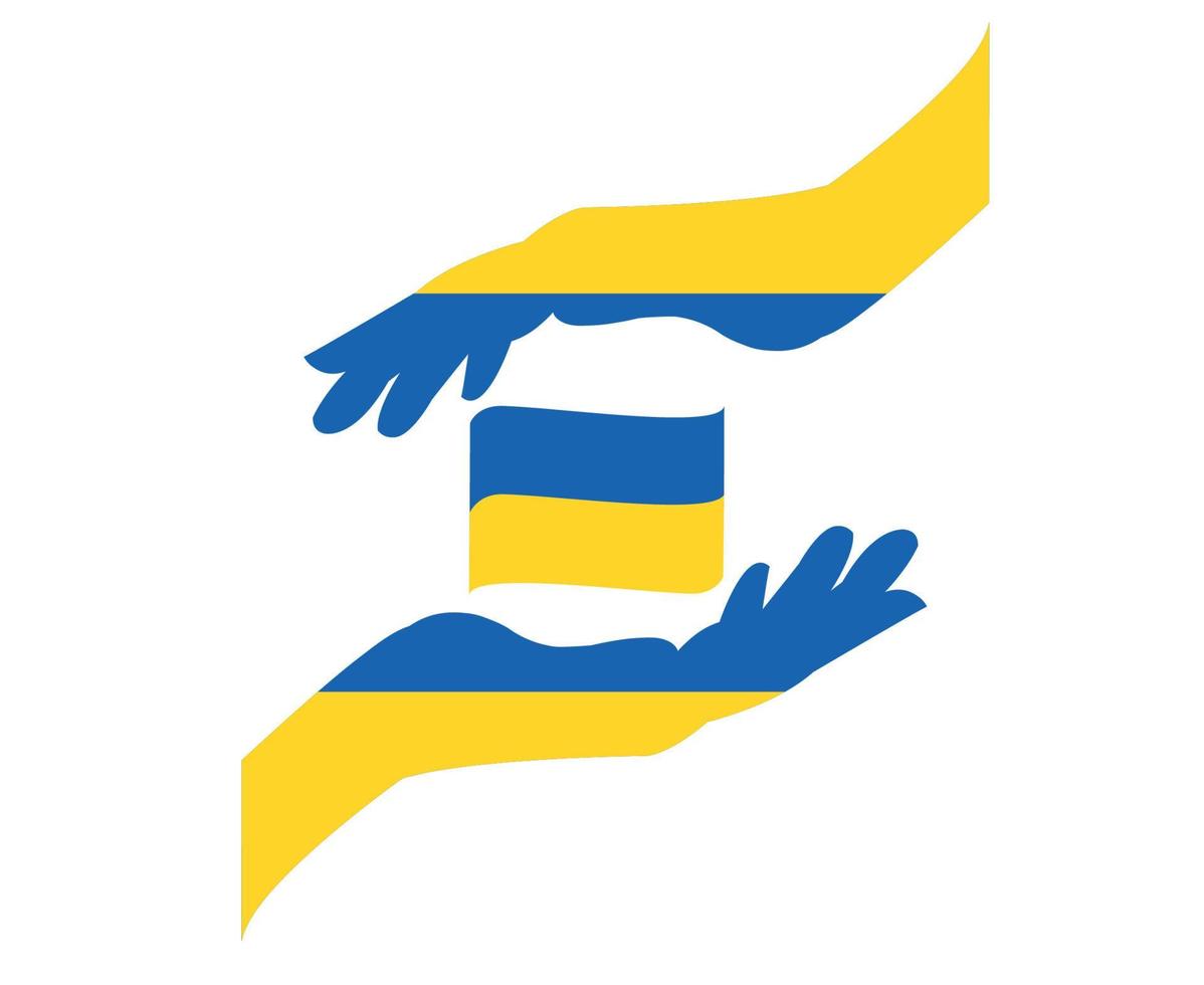 ucrânia fita e mãos bandeira emblema símbolo abstrato nacional europa ilustração vetorial design vetor