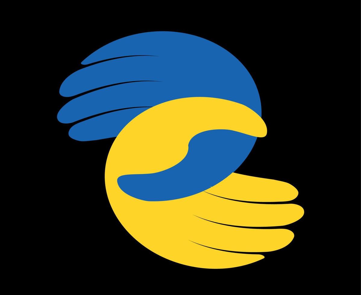 ucrânia bandeira mãos símbolo emblema vetor abstrato nacional europa design com fundo preto