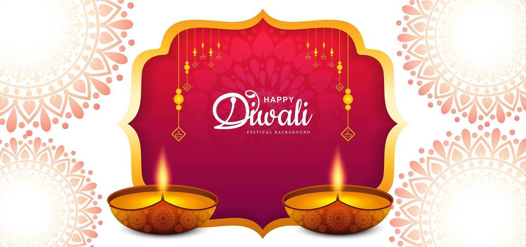 Design de cartão elegante do festival indiano tradicional Diwali Background vetor