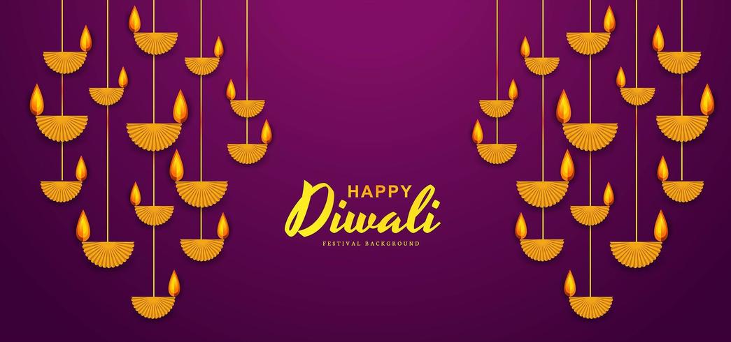 ilustração de queima diya em feliz fundo de férias de diwali vetor