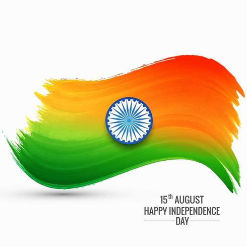 Dia da independência da Índia bela onda bandeira indiana vetor