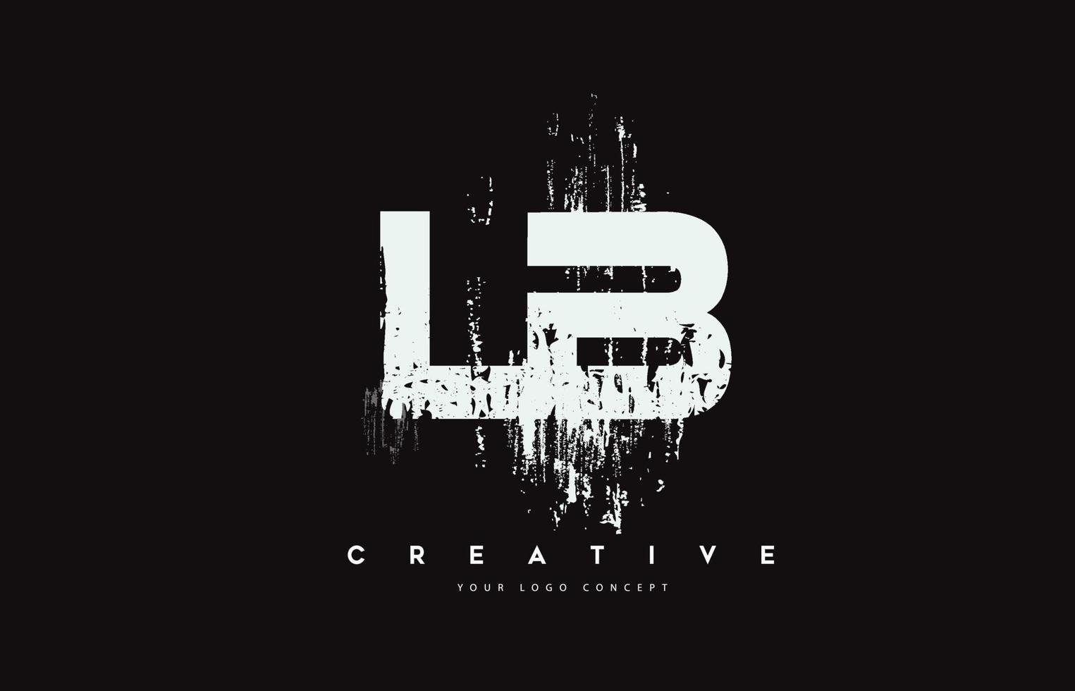 lb lb design de logotipo de carta de pincel grunge em ilustração vetorial de cores brancas. vetor