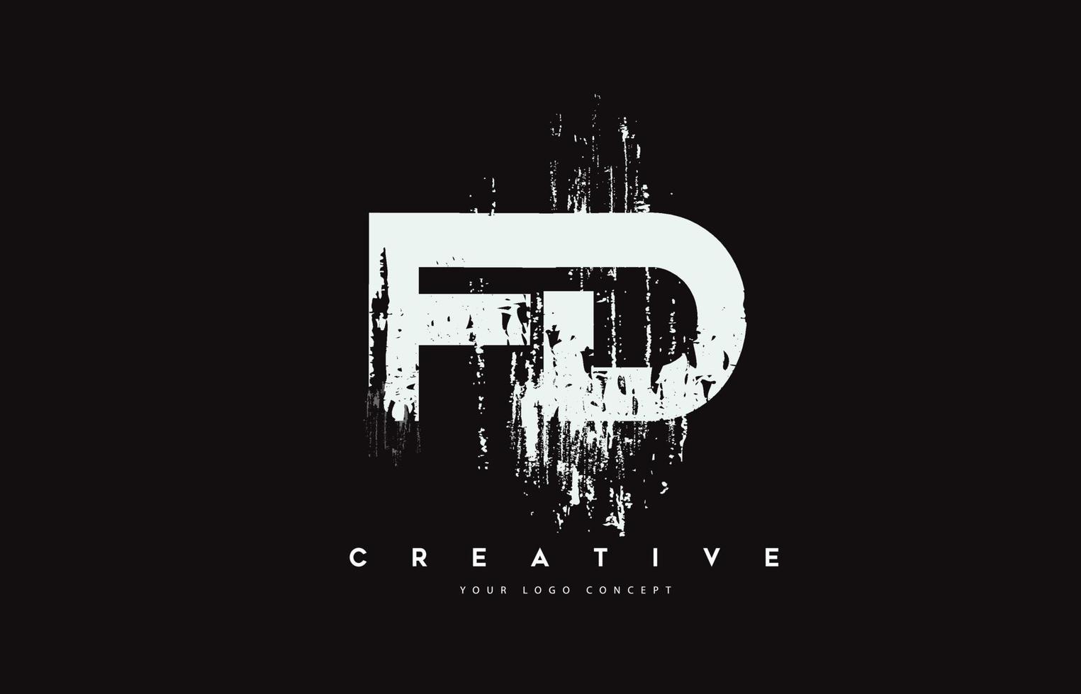 fd fd grunge design de logotipo de carta de escova em ilustração vetorial de cores brancas. vetor