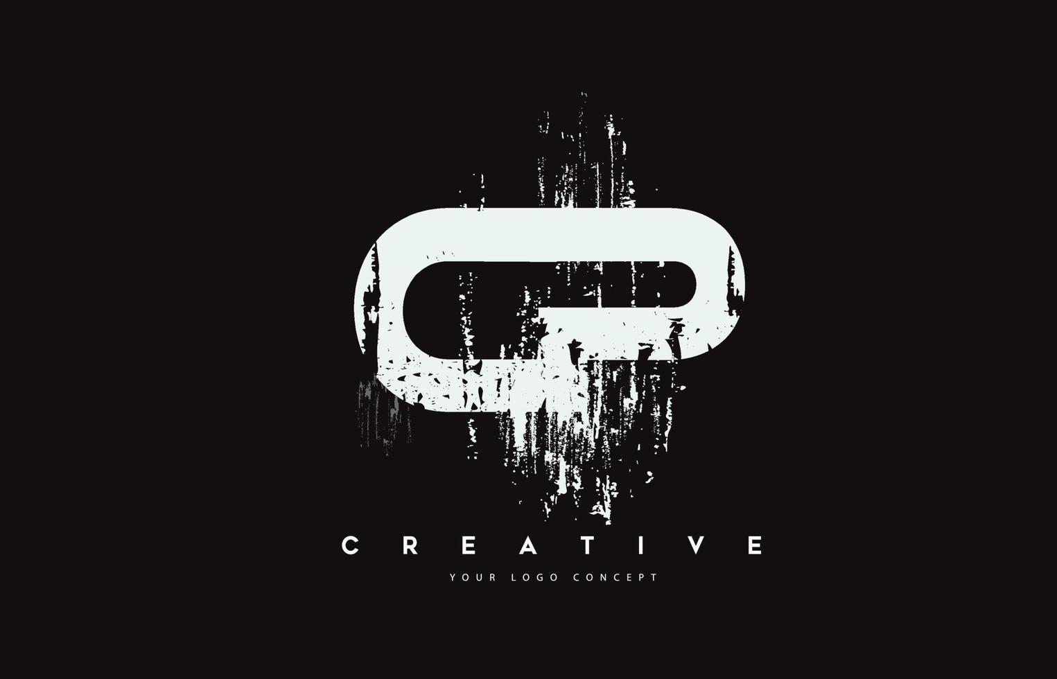 cp cp grunge escova logotipo design em ilustração vetorial de cores brancas. vetor