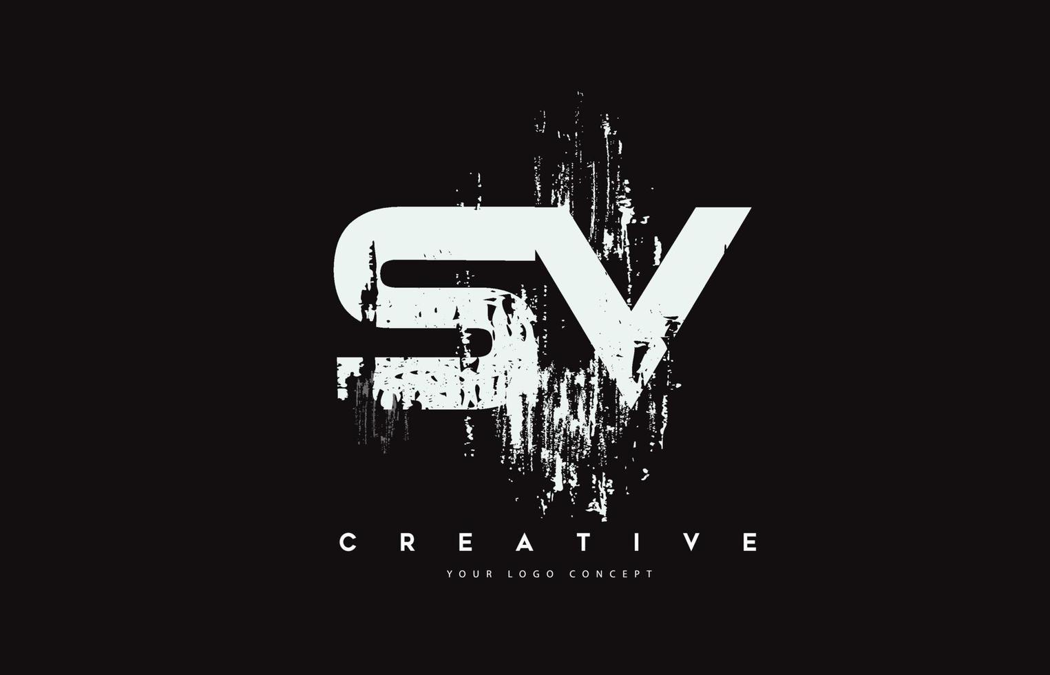 sv sv grunge pincel carta logotipo design em ilustração vetorial de cores brancas. vetor