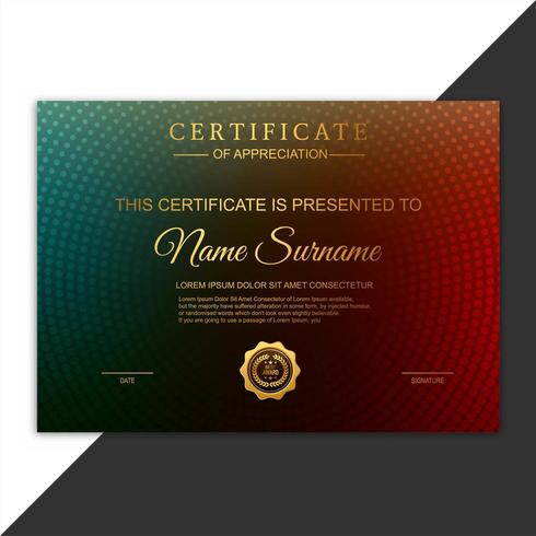 Certificado de reconhecimento modelo colorido de prêmio vetor
