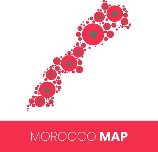 Mapa de Marrocos cheio de círculos em forma de bandeira vetor