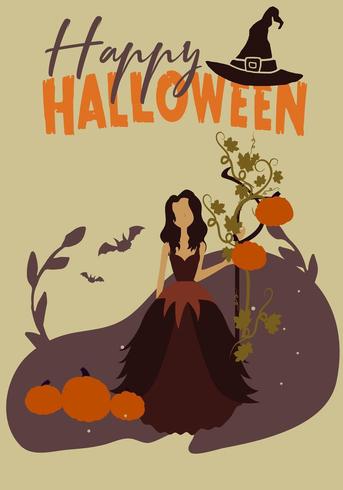 Cartaz de festa de Halloween com bruxa vetor