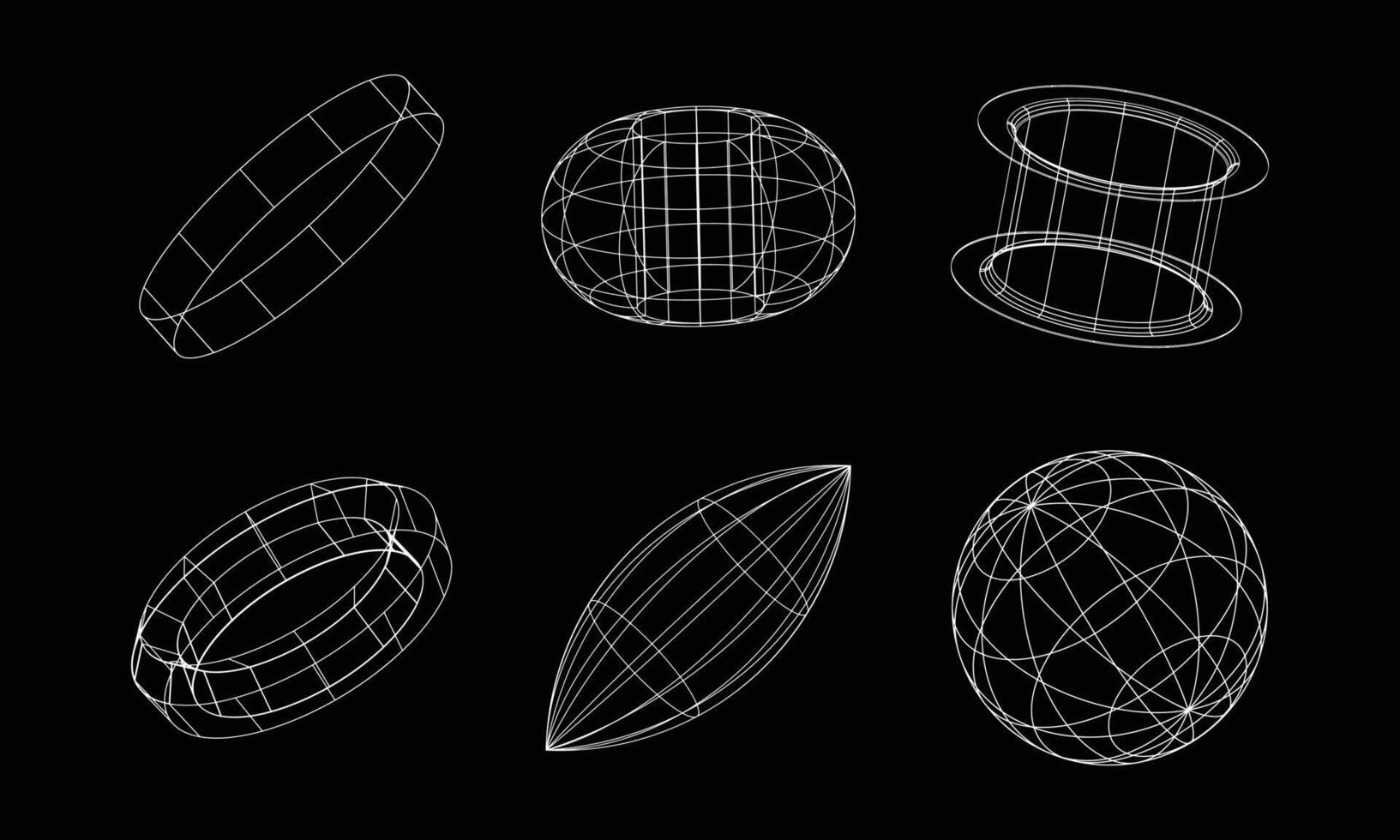 estilo abstrato dos anos 80 de wireframe. ilustração de grade futurista retrô. elemento gráfico de design de tecnologia. pacote de estilo de design cyberpunk em vetor. vetor