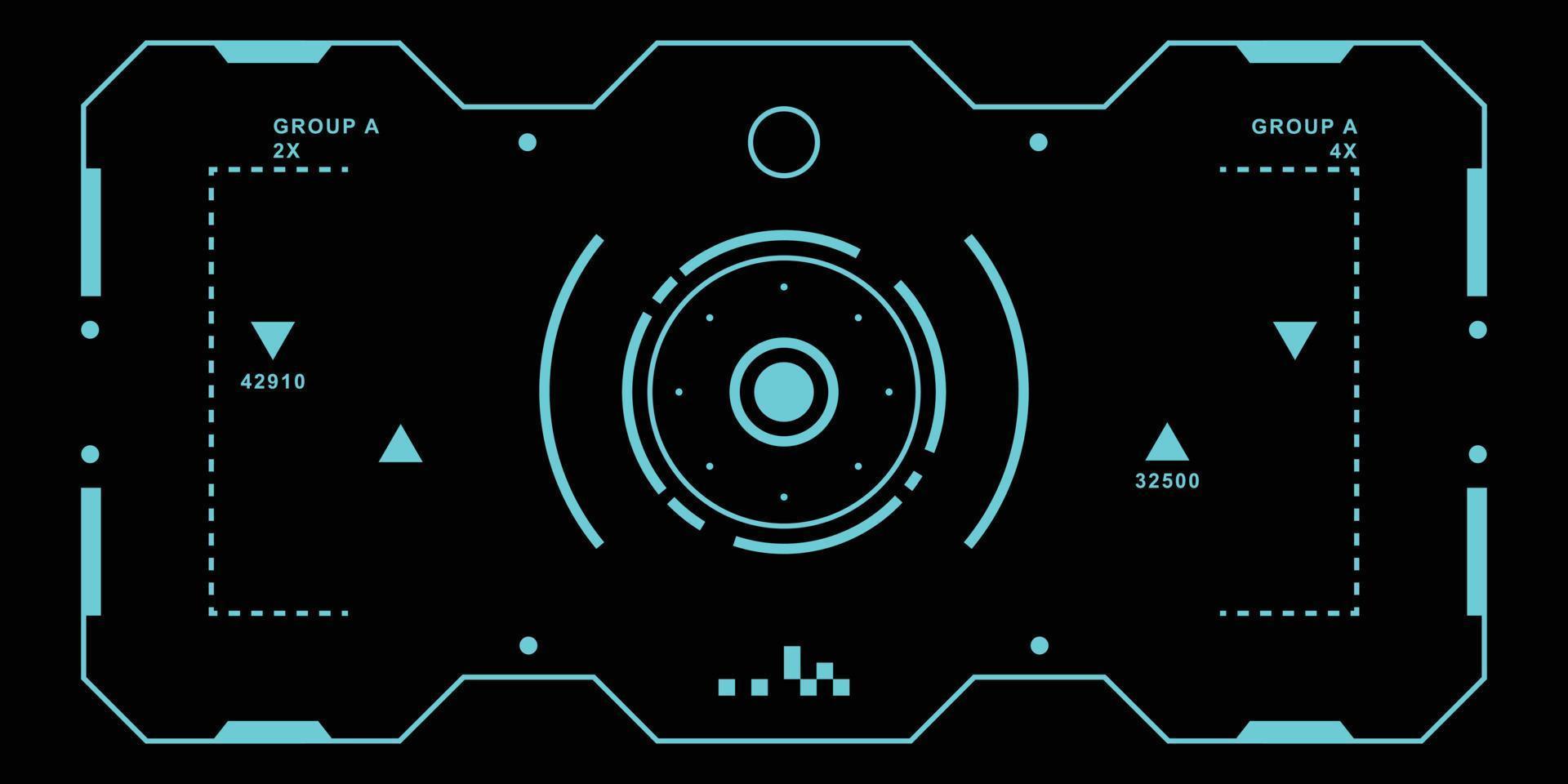 hud display futurista com detalhes. tela do monitor de ficção científica. ilustração vetorial para fundo moderno. interface de usuário de alta tecnologia. vetor