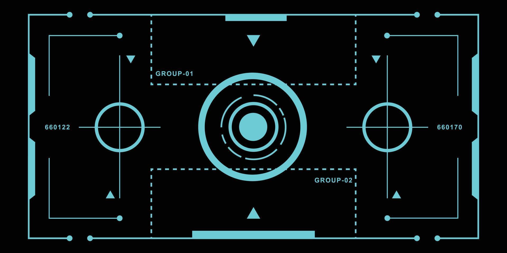 hud display futurista com detalhes. tela do monitor de ficção científica. ilustração vetorial para fundo moderno. interface de usuário de alta tecnologia. vetor