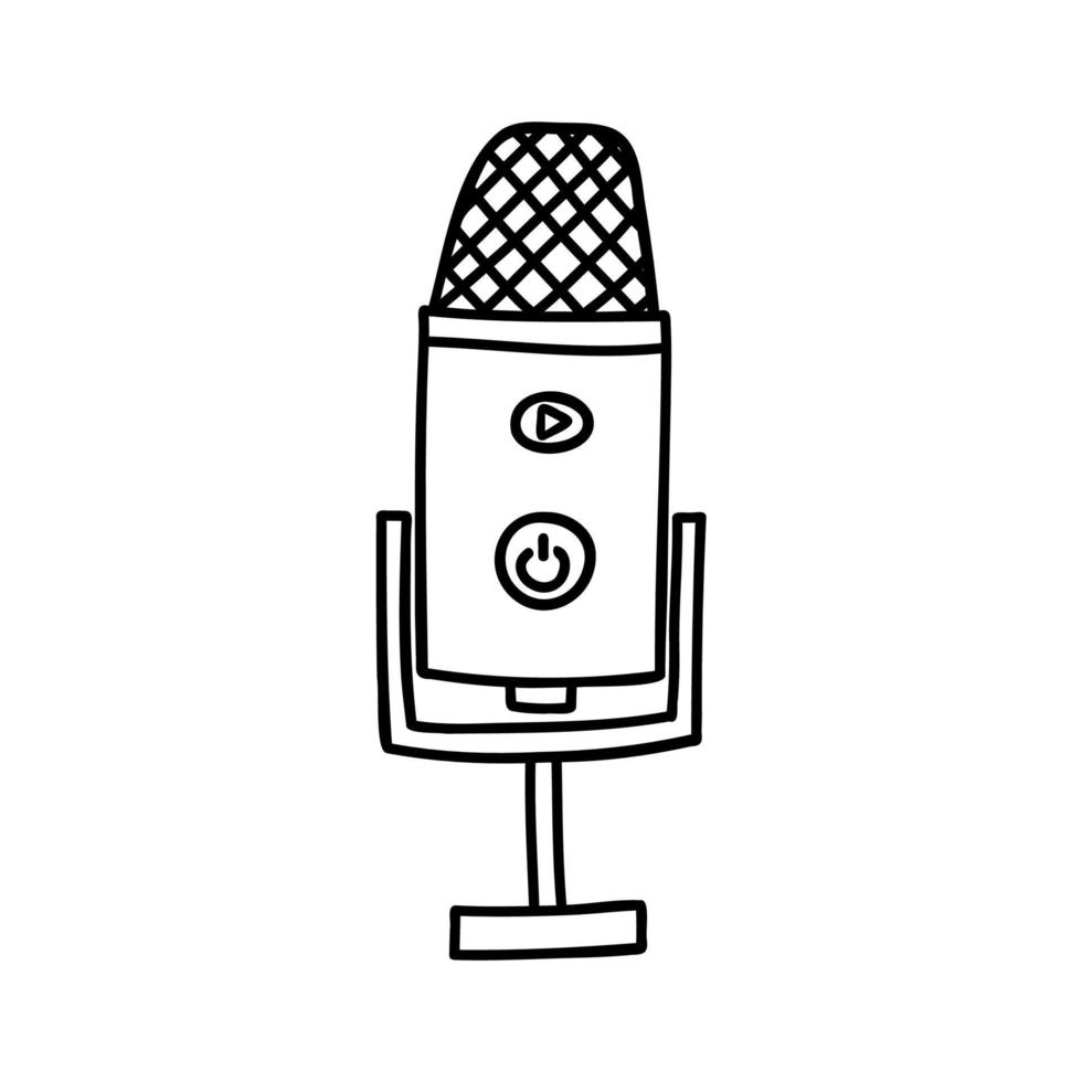 microfone de doodle desenhado à mão. ilustração vetorial em um fundo branco. vetor