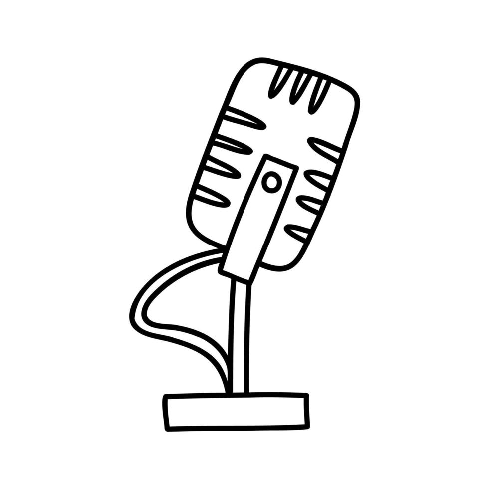 microfone de doodle desenhado à mão. ilustração vetorial em um fundo branco. vetor