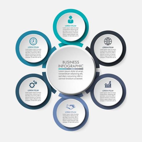 Modelo de infográfico de círculo de negócios de apresentação vetor