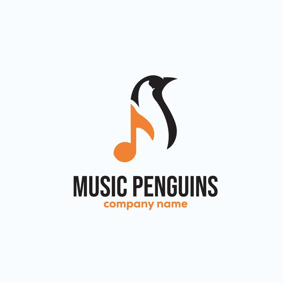 inspiração de design de logotipo de pinguins de música vetor