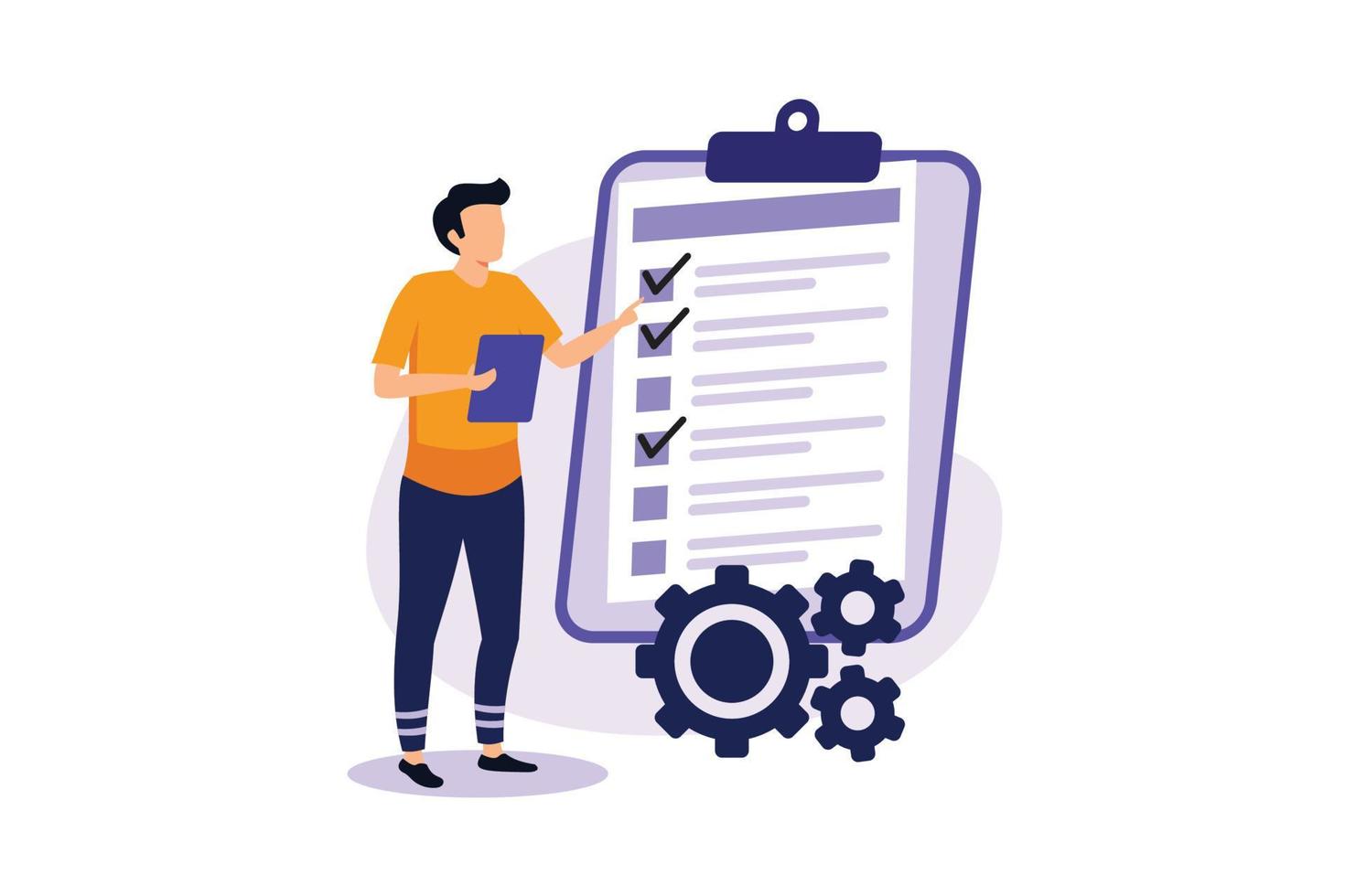 planejamento de conceito de gerenciamento de tempo, organização, tempo de trabalho. eficiência da organização do tempo. agendar equipe de projeto de trabalho. bom processo de negócios. tecnologia de plano de controle de tempo. ilustração vetorial. vetor