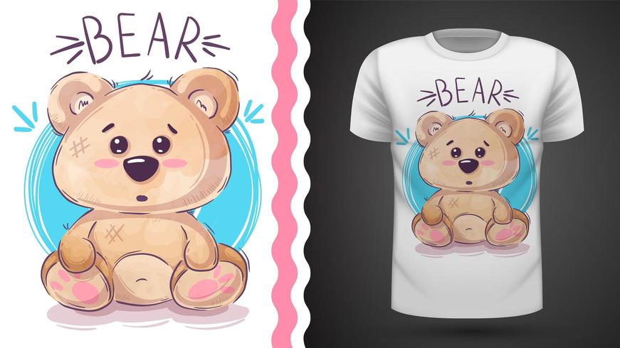 Fofo urso de pelúcia - ideia para imprimir t-shirt vetor