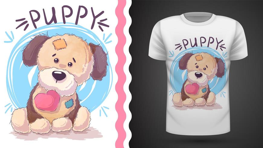 Filhote de cachorro com coração - ideia para imprimir t-shirt vetor