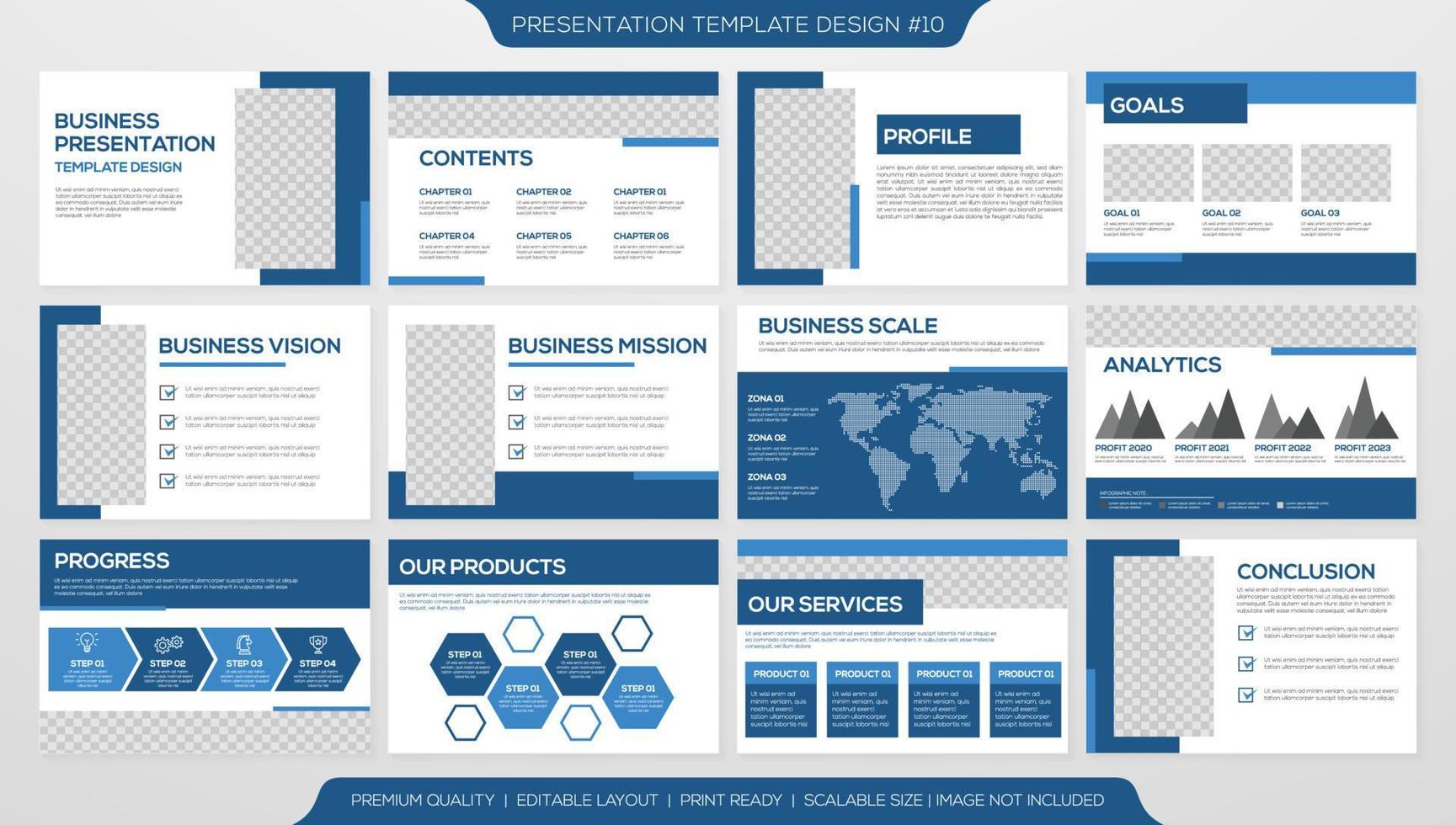 conjunto de design de modelo de apresentação corporativa com conceito minimalista e uso de layout moderno para relatório anual e perfil de negócios vetor