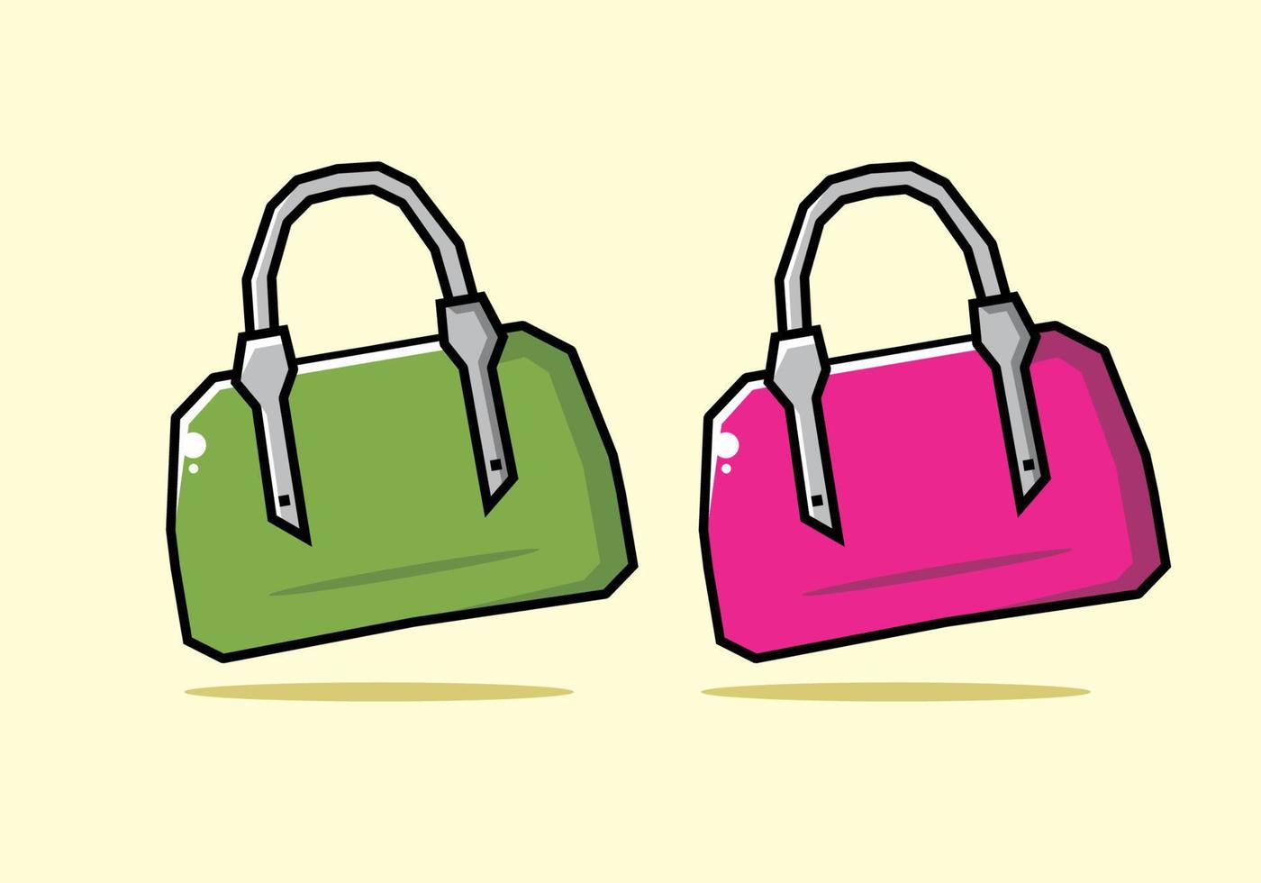 cor verde e rosa da ilustração de bolsa de mulher vetor