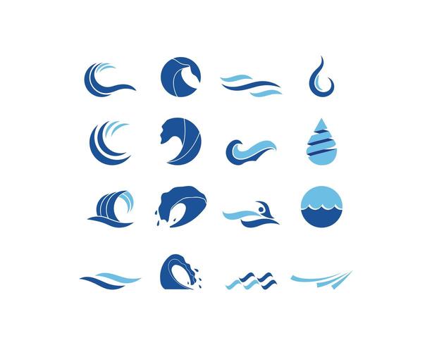 Conjunto de logotipo de onda de água vetor