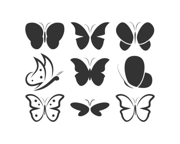 Conjunto de ícones de logotipo silhueta borboleta vetor