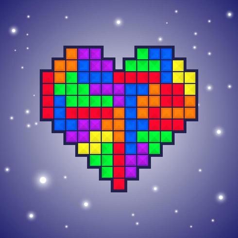 Design de videogame coração tetris vetor