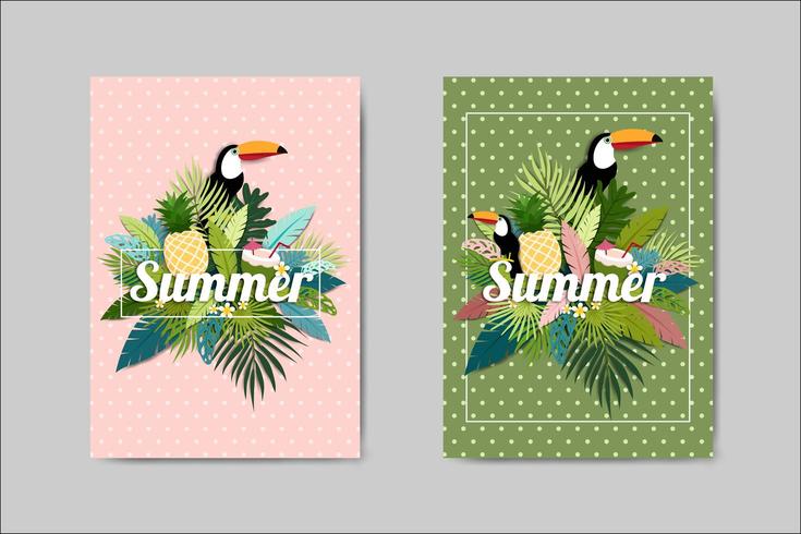 Lindo cartão de verão letras conjunto de cartão vetor