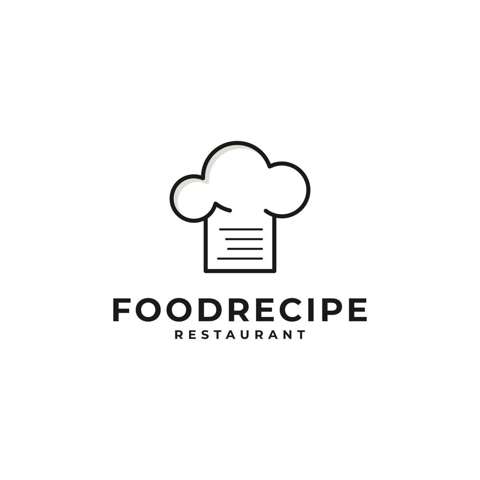 inspiração de design de vetor de logotipo de papel de receita de chapéu de chef
