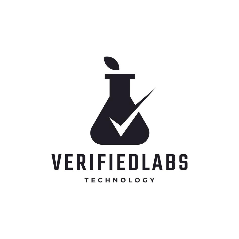 laboratório de laboratório verificar inspiração de design de vetor de logotipo verificado