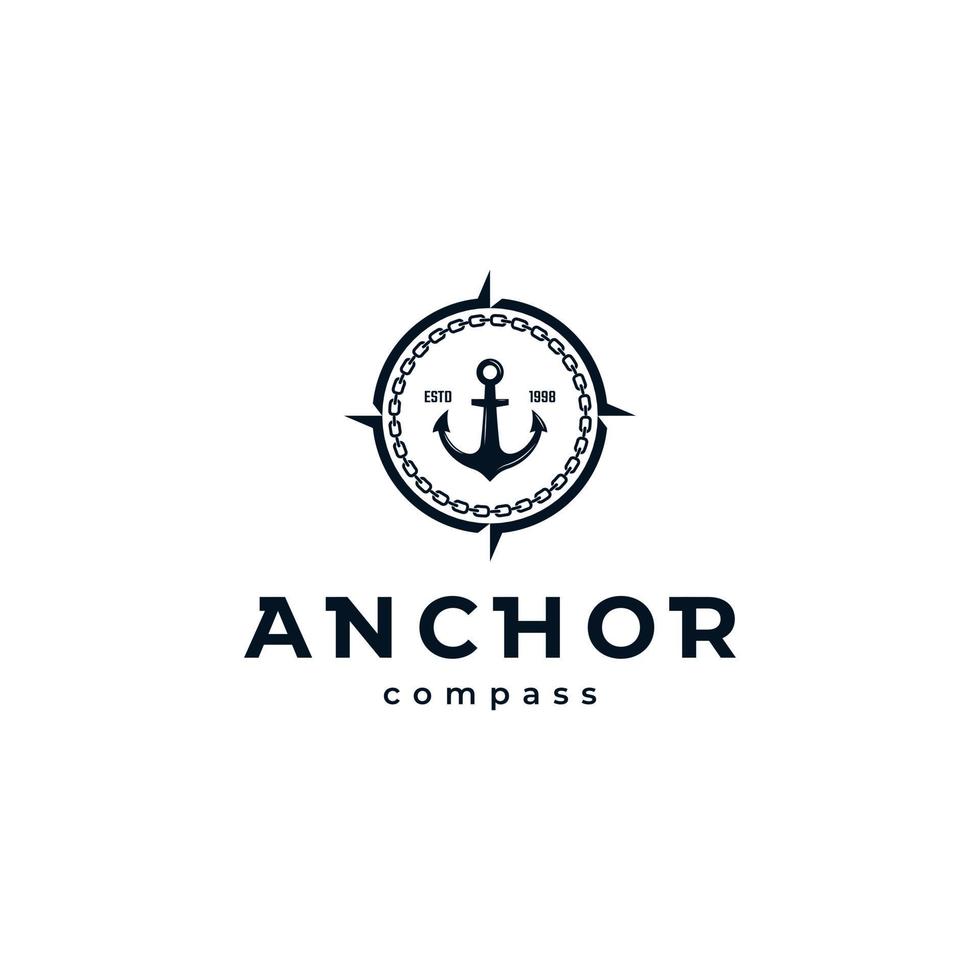 inspiração de design de vetor de logotipo de crachá de âncora de bússola