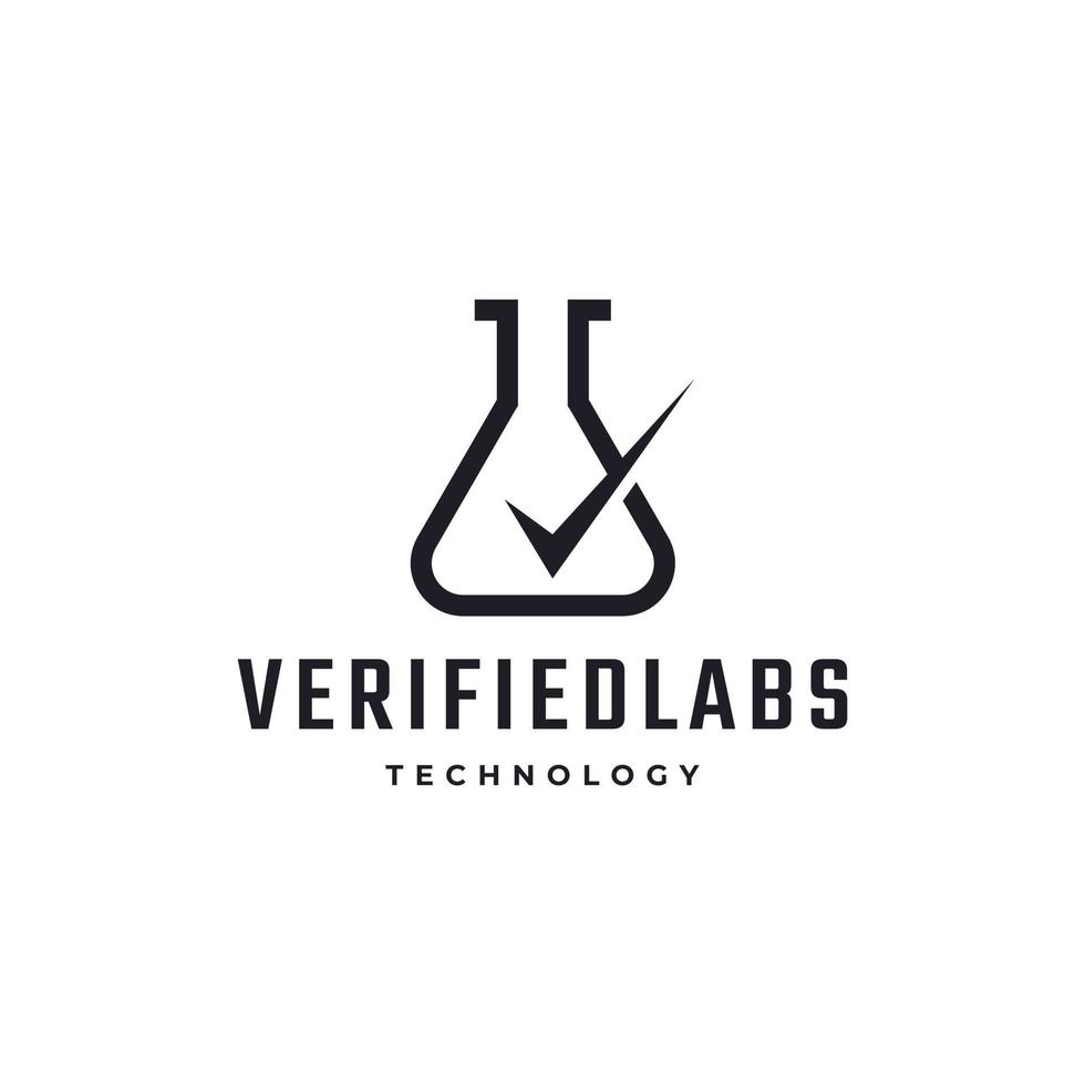 laboratório de laboratório verificar inspiração de design de vetor de logotipo verificado