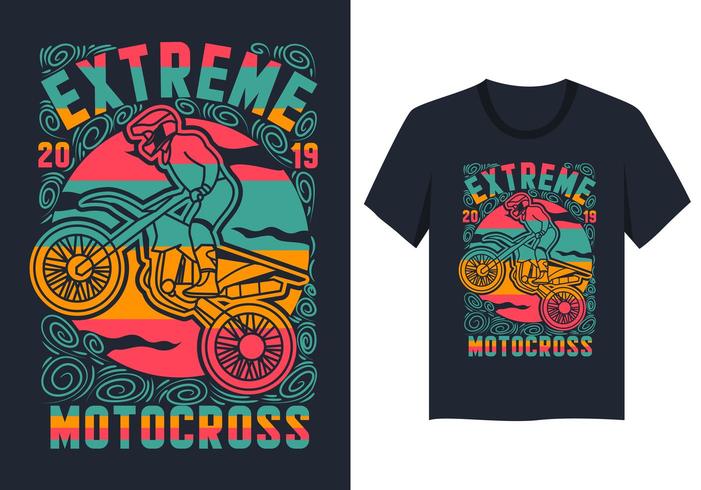 design colorido da camisa do motocross extremo t vetor