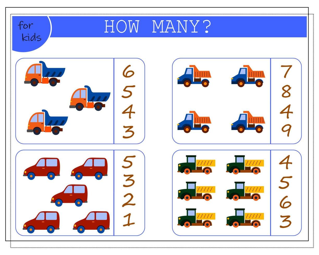 jogo de matemática infantil, conte quantos deles. Brinquedos infantis  6815638 Vetor no Vecteezy